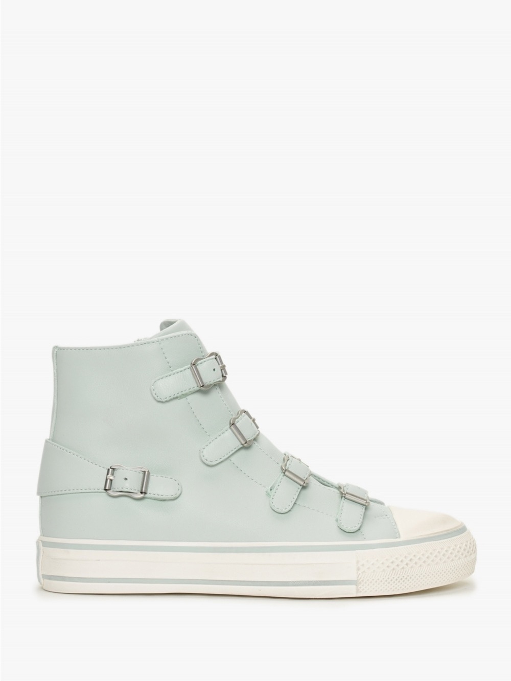 ASH Virgin Misty Blue Leather Buckled High Top Trainers